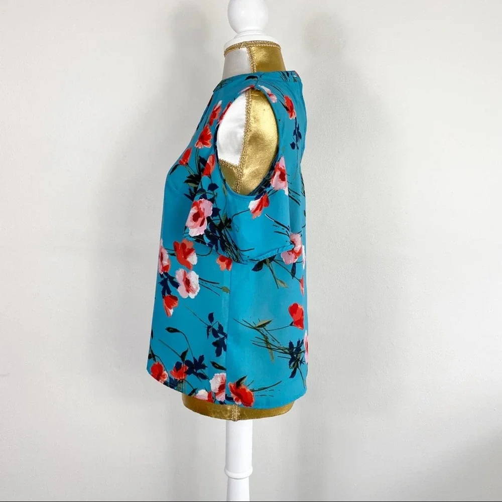 Japna top flower front keyhole cold shoulder S - Picture 5 of 6